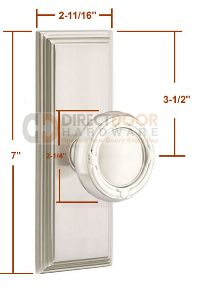 Emtek Ribbon and Reed Knob with 7 Inch Wilshire Sideplate