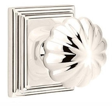 Emtek Melon Knob With Wilshire Rosette - Polished Nickel