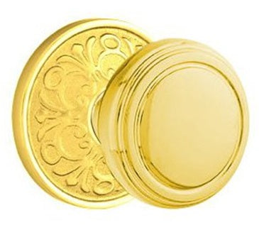Emtek Norwich Knob With Lancaster Rosette - Polished Brass / Unlacquered Brassd
