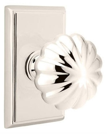 Emtek Melon Knob with Rectangular Rosette - Polished Nickel