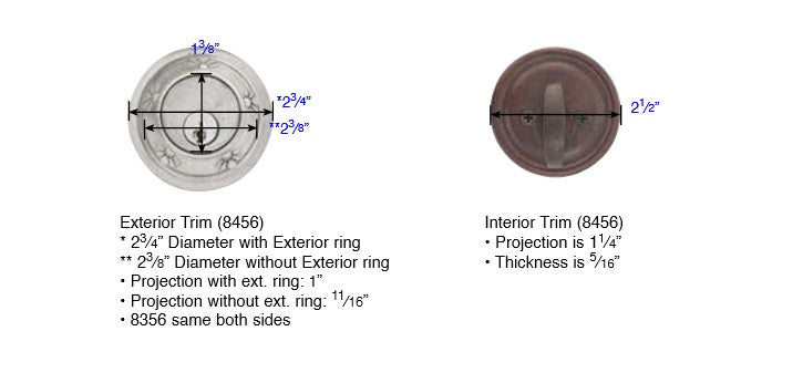 Emtek Tuscany Style Deadbolt Measurements