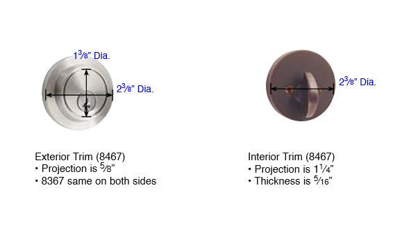 Emtek Modern Style Deadbolt Measurements