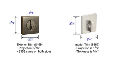 Emtek Square Deadbolt Measurements