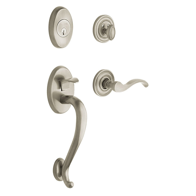 Baldwin Logan Entrance Handleset in Satin Nickel