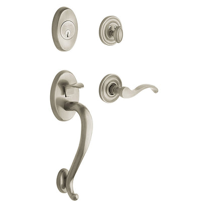 Baldwin Logan Entrance Handleset in Satin Nickel