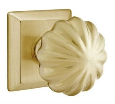 Emtek Melon Knob with Quincy Rosette - Satin Brass