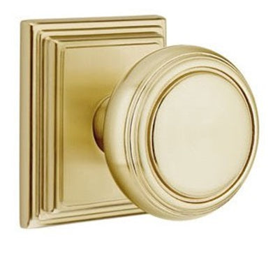 Emtek Norwich Knob with Wilshire Rosette - Satin Brass