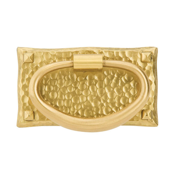 Emtek Hammered 3 Inch Oval Cabinet Pull Satin Brass