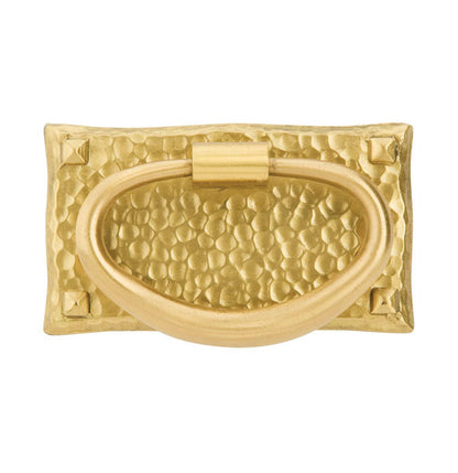 Emtek Hammered 3 Inch Oval Cabinet Pull Satin Brass