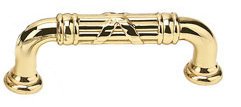Emtek 4 Inch Ribbon And Reed Fixed Drawer Pull Polished Brass