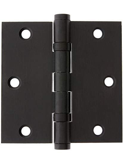 Emtek 3.5 Inch Steel Heavy Duty Ball Bearing Door Hinges With Square Corners Flat Black