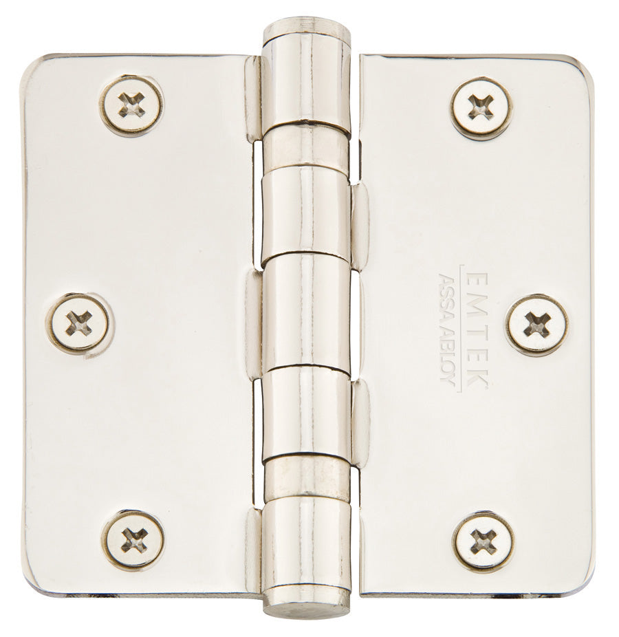 Emtek 3 1/2 Inch Steel Heavy Duty Ball Bearing Door Hinges with 1/4 Inch Round Corners  (pair)