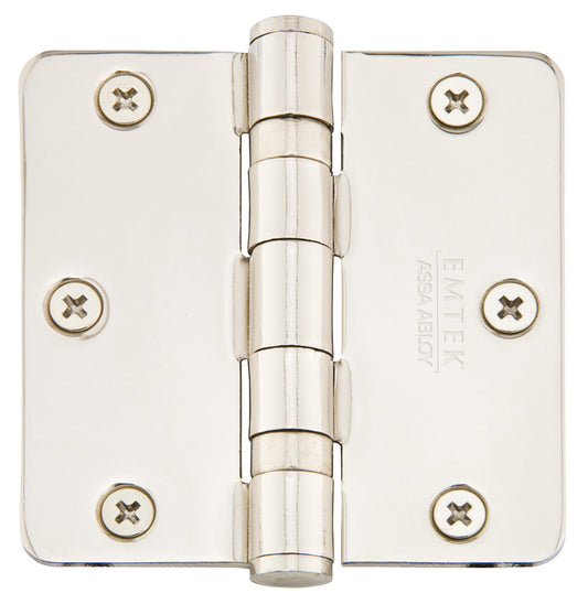Emtek 3 1/2 Inch Steel Heavy Duty Ball Bearing Door Hinges with 1/4 Inch Round Corners  (pair)