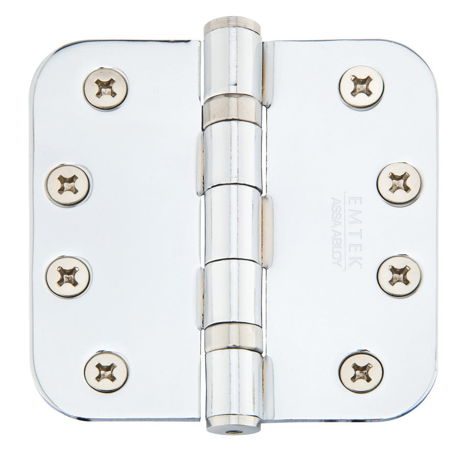 Emtek 4 Inch Steel Heavy Duty Ball Bearing Door Hinges with 5/8 Inch Round Corners  (pair)