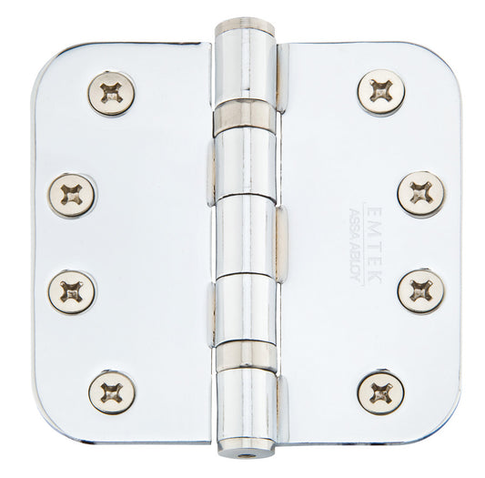 Emtek 4 Inch Steel Heavy Duty Ball Bearing Door Hinges with 5/8 Inch Round Corners  (pair)