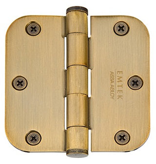 Emtek 3.5 Inch Solid Brass Heavy Duty Door Hinges with 5/8 Inch Round Corners  (pair)