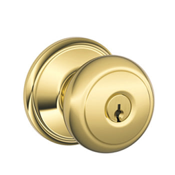 Schlage Andover Doorknob in Bright Brass