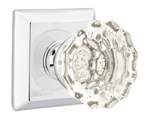 Emtek Astoria Clear Knob With Quincy Rosette Polished Chrome