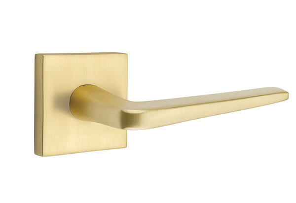 Emtek Brass Athena Lever Satin Brass-Square Rosette