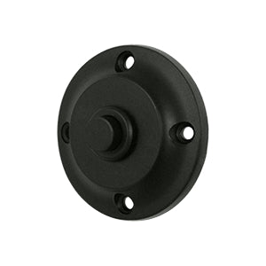 Deltana Solid Brass Round Contemporary Bell Button - Flat Black