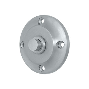 Deltana Solid Brass Round Contemporary Bell Button - Brushed Chrome