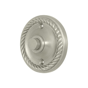 Deltana Solid Brass Round Rope Bell Button - Brushed Nickel