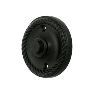 Deltana Solid Brass Round Rope Bell Button - Flat Black