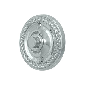 Deltana Solid Brass Round Rope Bell Button - Polished Chrome