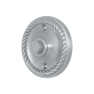 Deltana Solid Brass Round Rope Bell Button - Brushed Chrome