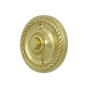 Deltana Solid Brass Round Rope Bell Button - Polished Brass
