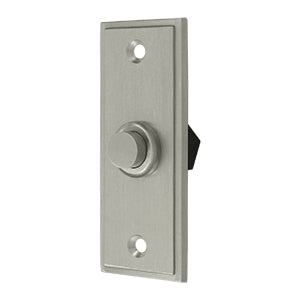 Deltana Solid Brass Rectangular Contemporary Bell Button - Brushed Nickel