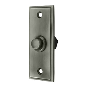 Deltana Solid Brass Rectangular Contemporary Bell Button - Antique Nickel