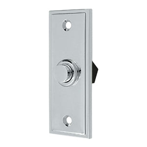 Deltana Solid Brass Rectangular Contemporary Bell Button - Polished Chrome