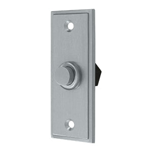 Deltana Solid Brass Rectangular Contemporary Bell Button - Brushed Chrome