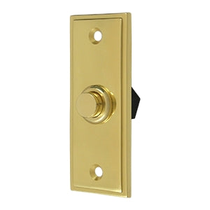 Deltana Solid Brass Rectangular Contemporary Bell Button - Polished Brass