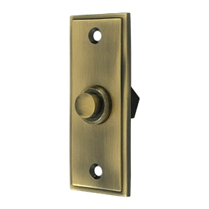 Deltana Solid Brass Rectangular Contemporary Bell Button - Antique Brass