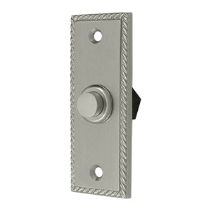 Deltana Solid Brass Rectangular Rope Bell Button - Brushed Nickel