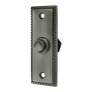 Deltana Solid Brass Rectangular Rope Bell Button - Antique Nickel