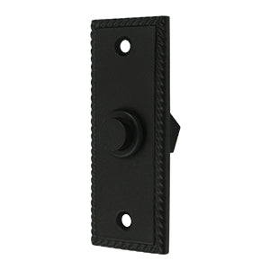 Deltana Solid Brass Rectangular Rope Bell Button - Flat Black