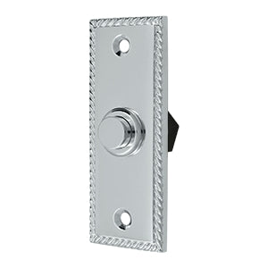 Deltana Solid Brass Rectangular Rope Bell Button - Polished Chrome