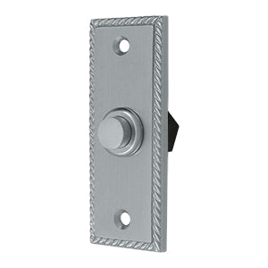 Deltana Solid Brass Rectangular Rope Bell Button - Brushed Chrome