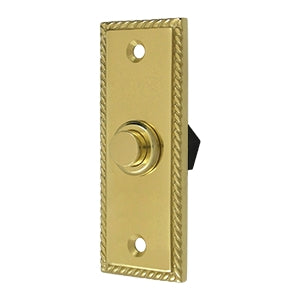 Deltana Solid Brass Rectangular Rope Bell Button - Polished Brass