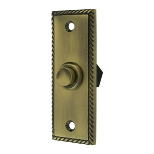 Deltana Solid Brass Rectangular Rope Bell Button - Antique Brass