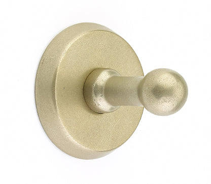 Emtek Sandcast Bronze Single Post Robe Hook - Tumbled White Bronze