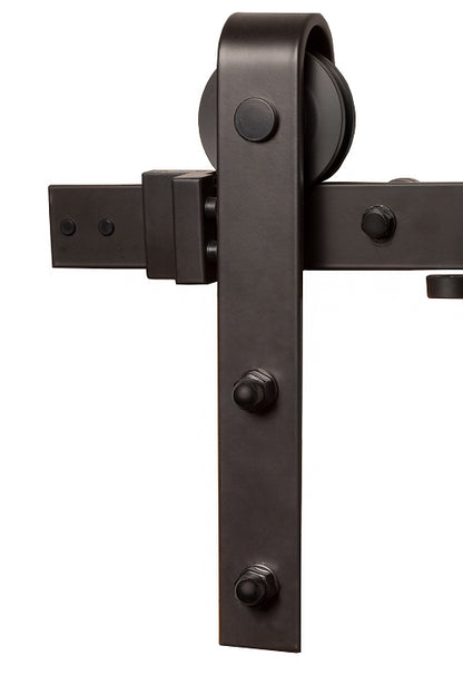 Sure-Loc 96 Inch Strap Roller Barn Door Track System - Flat Black