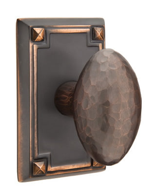 Emtek Hammered Egg Knob with Rectangular Rosette - Oil Rubbed Bronze