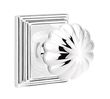 Emtek Melon Knob With Wilshire Rosette - Polished Chrome