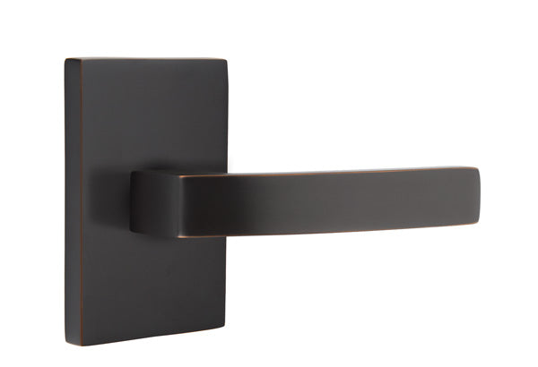 Emtek Breslin Interior Mortise Lever with Modern Rectangular Rosette