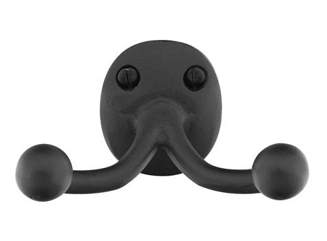 Emtek Sandcast Bronze Double Robe Hook Flat Black