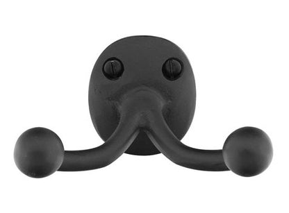 Emtek Sandcast Bronze Double Robe Hook Flat Black